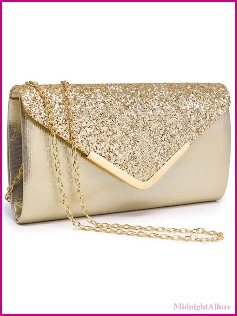 Glitter Envelope Clutch Evening Bag Satin Wedding Prom Purse with Strap